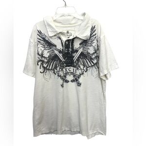 Affliction Helix Men’s Polo (Cream / Off White) Size XL